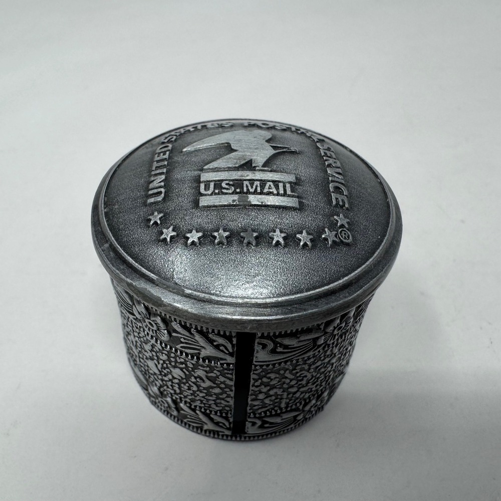 Vintage USPS United States Postal Service Pewter Metal Stamp Dispenser Holder